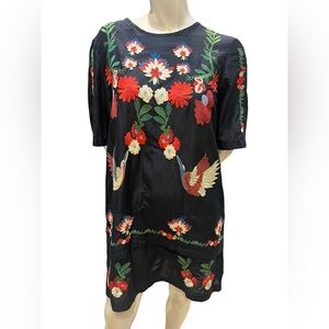 Zara Black embroidered dress medium
